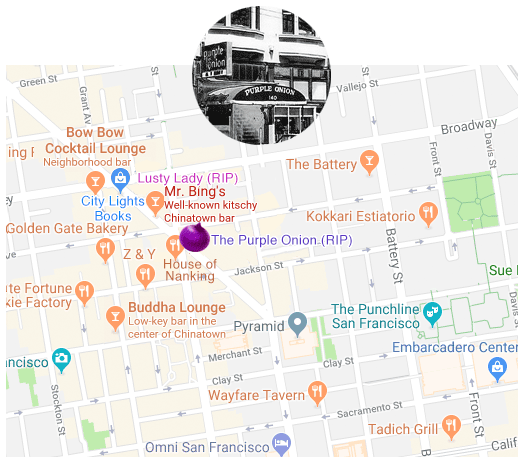 Map of where Purple Onion was in SF